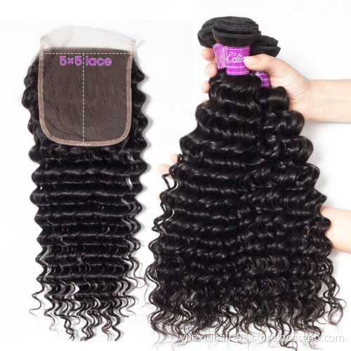 Wholesa No Shedding Tangle Great High Grade 1 donor 100% Virgin Brazilian Human Hair Bundles with Lace Closure for black women